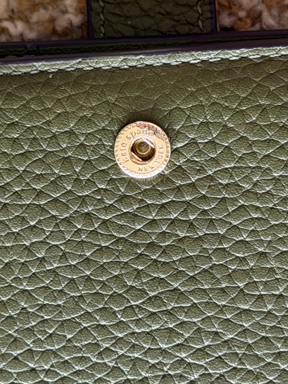 New Kate Spade Lena Medium Compact Bifold Wallet Pebble Leather Olive Green - Picture 8 of 12